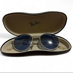 Ray-Ban Silver Frame Sunglasses with Blue Lenses